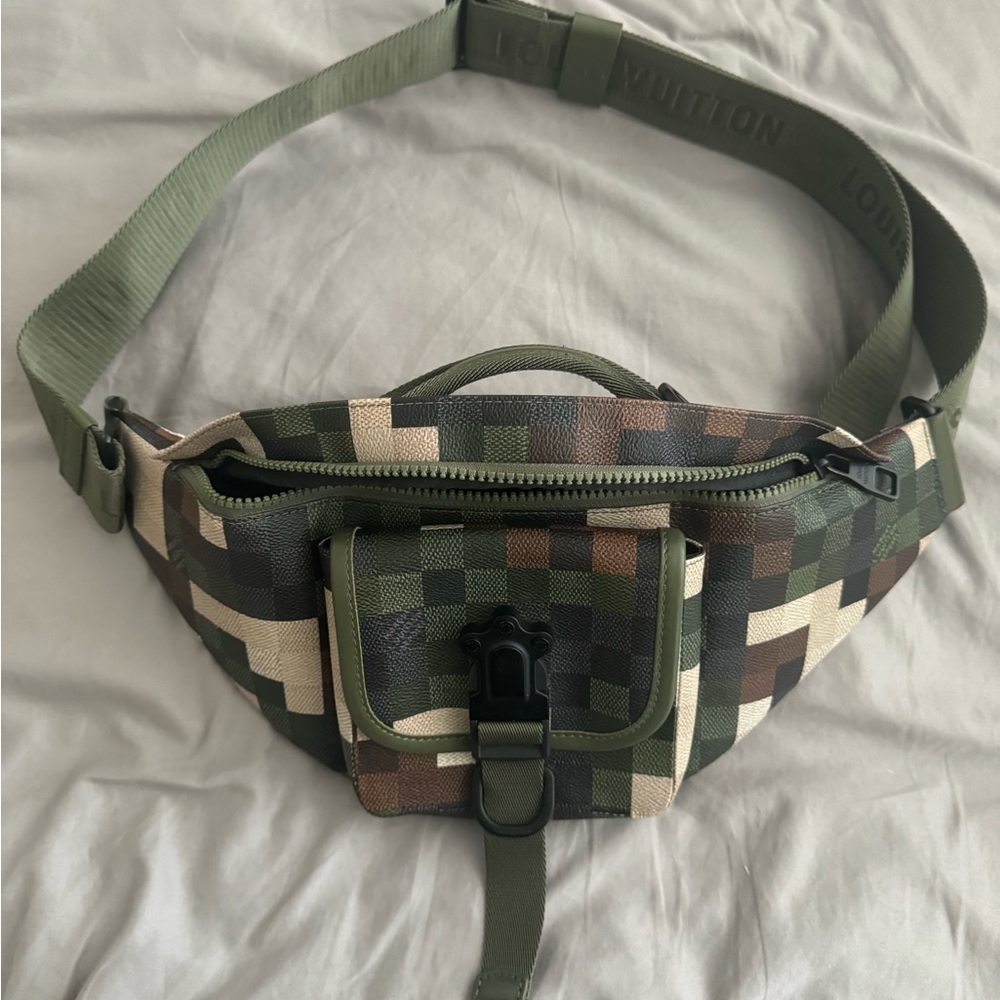 Louis Vuitton Green and Brown Checkered Belt Bag